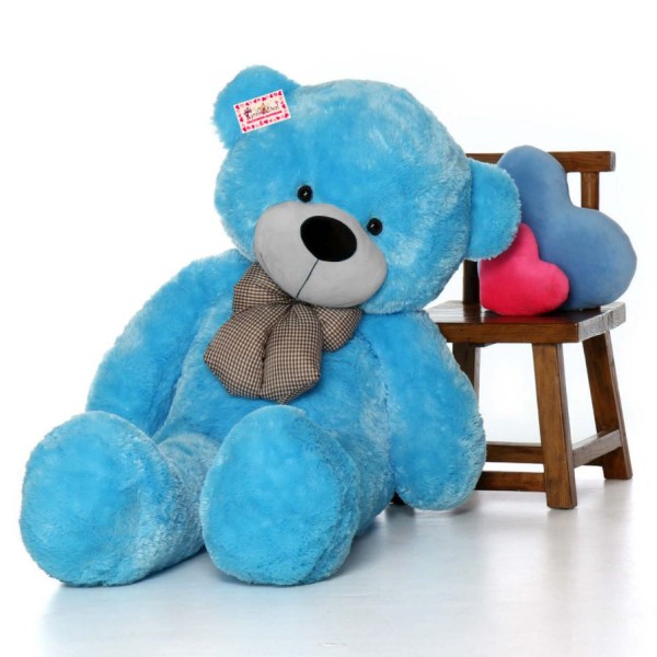 Super Big 6 Feet Blue Bow Teddy Bear Soft Toy 180 cm